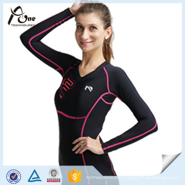 Camisas de mujer Customzied Compresión Sport Wear Wholesale